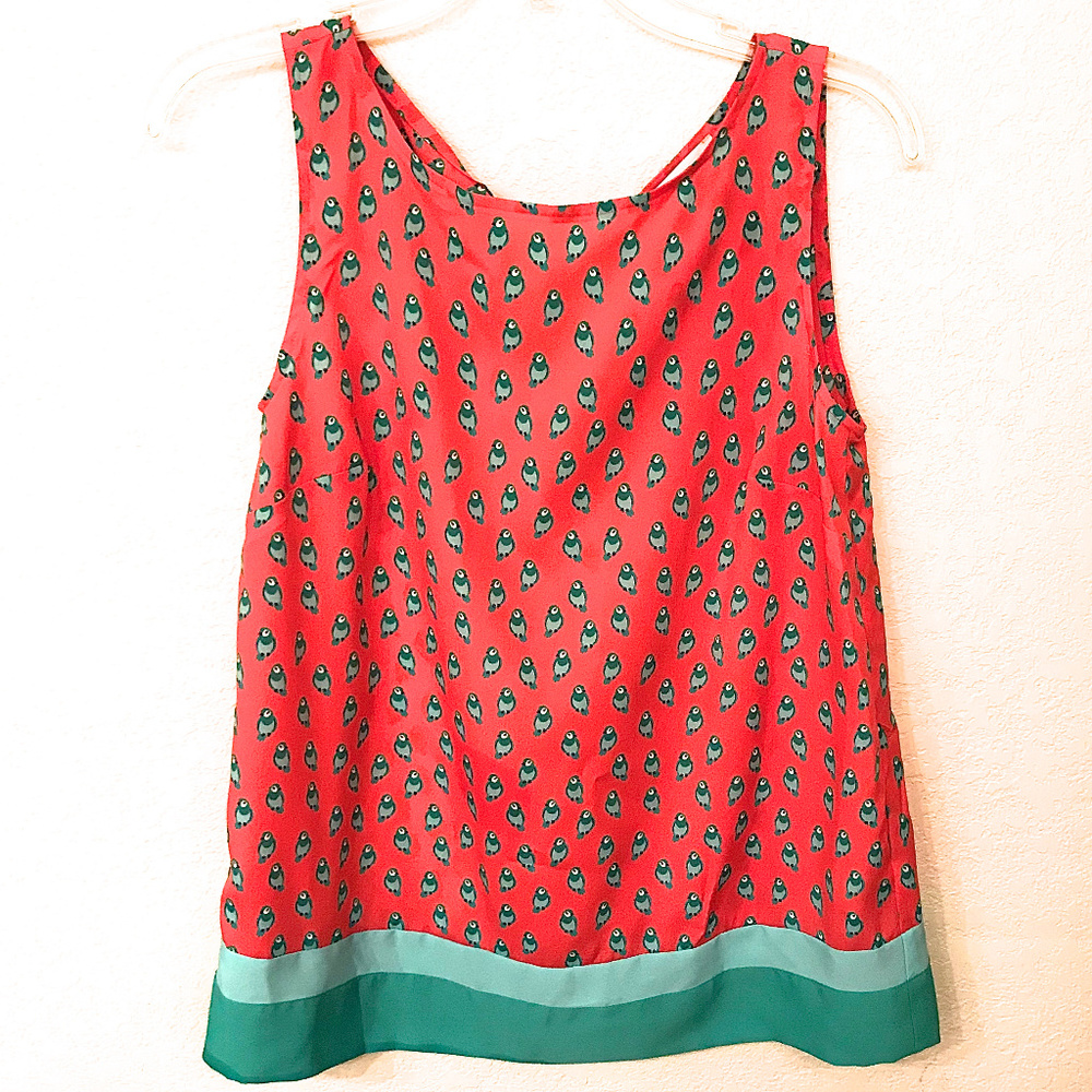 Ann Taylor LOFT Bird Parrot Tank Shirt ~ A413